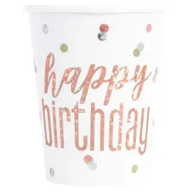 Happy Birthday Krus Hvide & Ros&eacute;guld