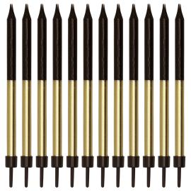 Kagelys Sort/Guld 9,5 cm 12-pak