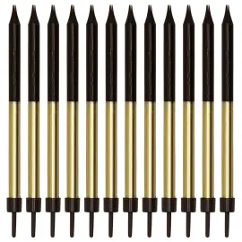 Kagelys Sort/Guld 9,5 cm 12-pak