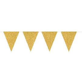 Flagguirlande Glitter Guld