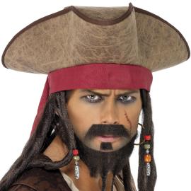 Brun Pirathat med Dreads og Perler