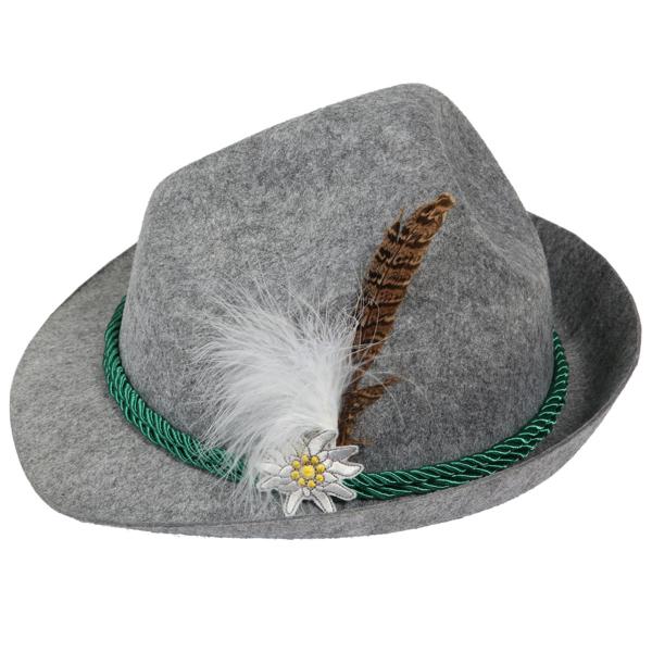 Oktoberfest Deluxe Tyrolerhat Grå