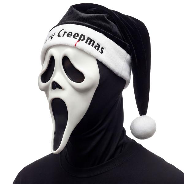 Ghostface Maske med Nissehue Sort og Hvid