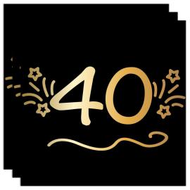 Papirservietter Sort 40 år 16-pak
