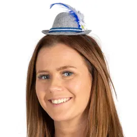 Oktoberfest Hårbøjle med Tyrolerhat Grå