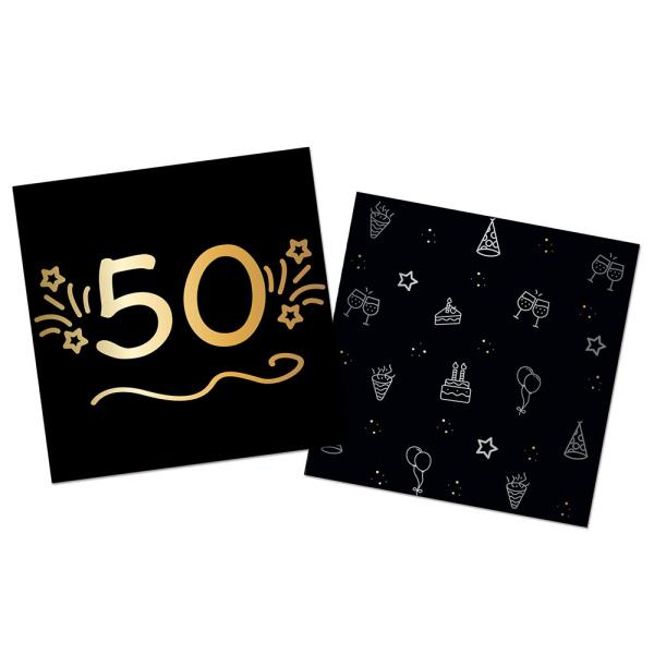 Papirservietter Sort 50 år 16-pak