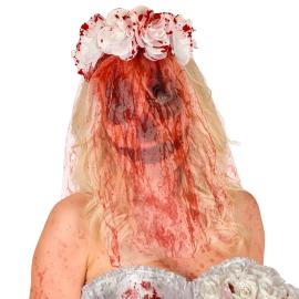 Maske Blodig Brud med Blomster og Sl&oslash;r