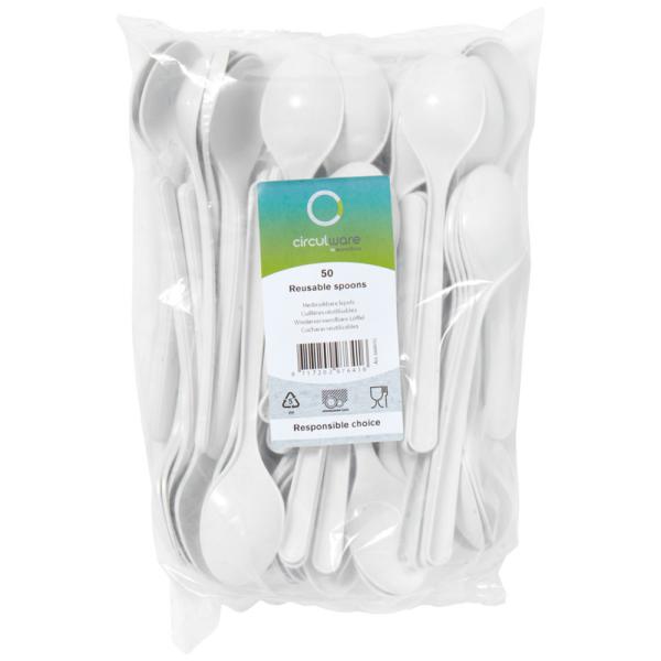 Hvide Genanvendelige Plastskeer 50-pak