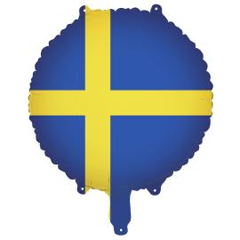 Folieballon Svensk Flag Rund 35 cm