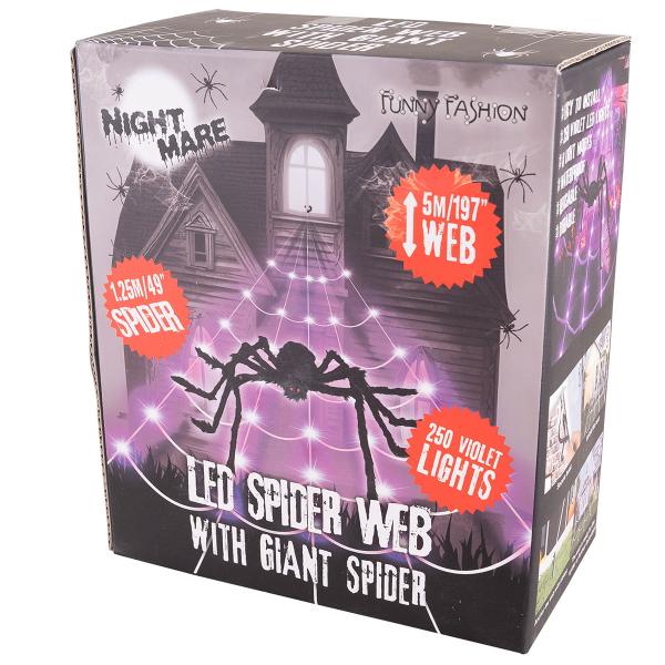 LED Spindelvæv med Edderkopp 5 meter