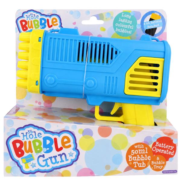 LED Sæbeboblepistol 36 Huller 50 ml 19 cm