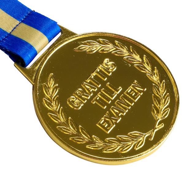 Guldmedalje med Bånd Grattis Till Examen 6,3 cm