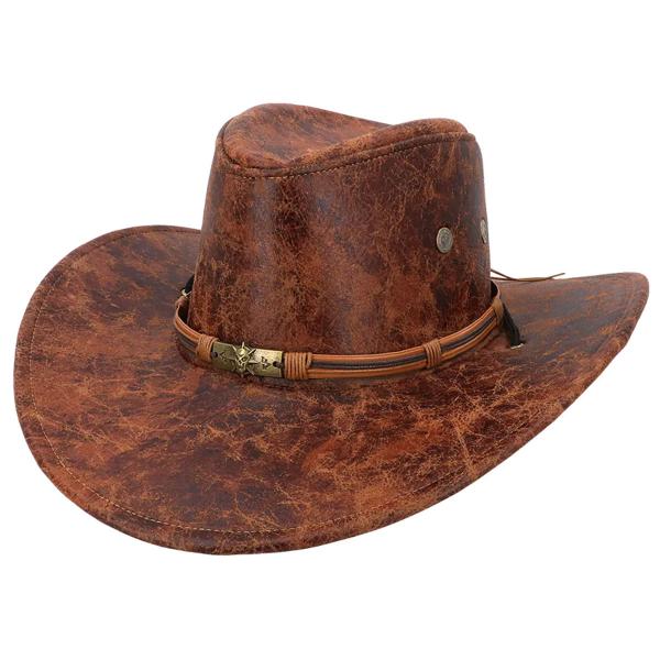 Læder Cowboyhat Brun