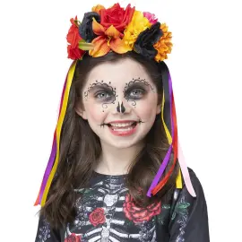 Day of the Dead Hårbøjle med Blomster Børn