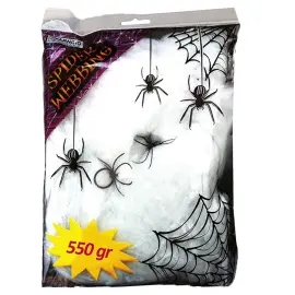 Hvidt Spindelvæv med Edderkopper 550 g