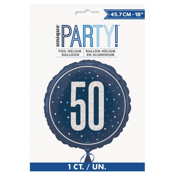 Rund Folieballon med Tallet 50 Mørkeblå 45,7 cm