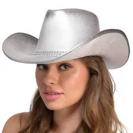 Cowboyhat med Strass Sølv