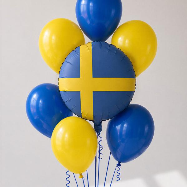 Folieballon Svensk Flag Rund 35 cm