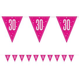 Vimpelguirlande 30 &aring;r Cerise 2,74 m