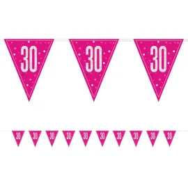 Vimpelguirlande 30 &aring;r Cerise 2,74 m
