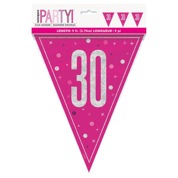 Vimpelguirlande 30 år Cerise 2,74 m