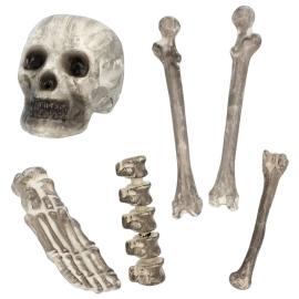 Dekorationss&aelig;t D&oslash;dningehoved og Skeletknogler