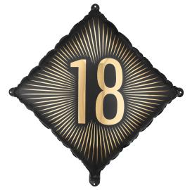 Folieballon 18 Sort/Guld 46 cm