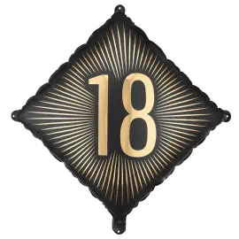 Folieballon 18 Sort/Guld 46 cm