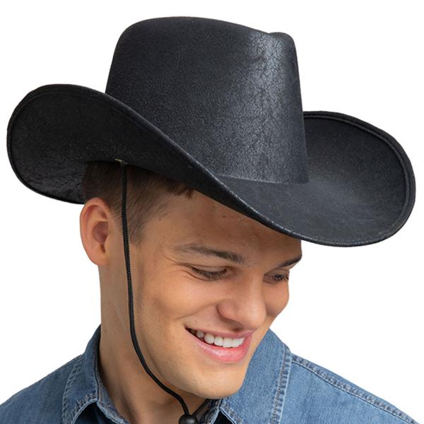 Cowboyhat Ældet Kunstlæder Sort