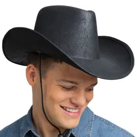 Cowboyhat &AElig;ldet Kunstl&aelig;der Sort