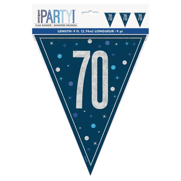 Vimpelguirlande 70 år Mørkeblå 2,74 m