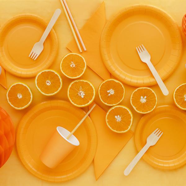 Paptallerkener Lys Orange 23 cm 6-pak