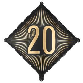 Folieballon 20 Sort/Guld 46 cm