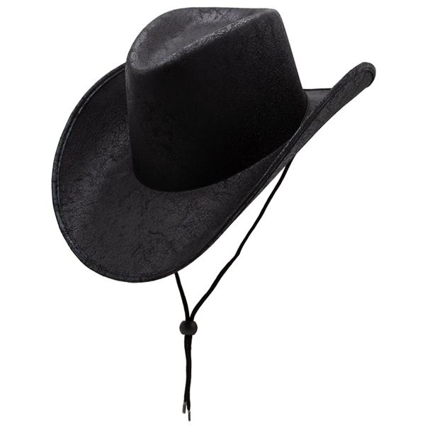 Cowboyhat Ældet Kunstlæder Sort