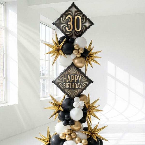 Folieballon 30 Sort/Guld 46 cm
