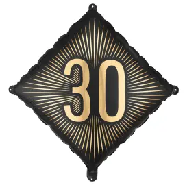 Folieballon 30 Sort/Guld 46 cm