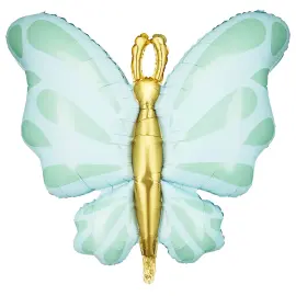 Sommerfugl Folieballon Mintgr&oslash;n/Guld