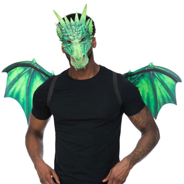 Dragemaske og Vinger Grøn