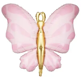 Sommerfugl Folieballon Lyser&oslash;d/Guld