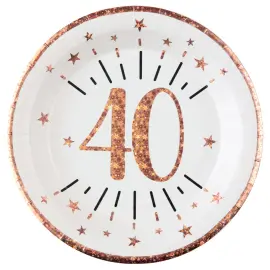 Paptallerkener 40 År Birthday Party Rosaguld