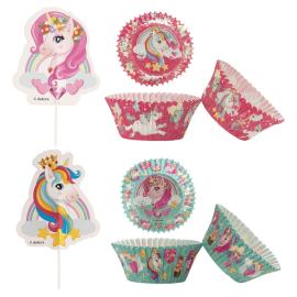 Muffinsforme med Cake Toppers Enhj&oslash;rning 48-pak