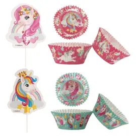 Muffinsforme med Cake Toppers Enhj&oslash;rning 48-pak
