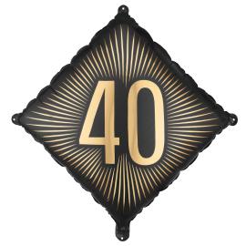 Folieballon 40 Sort/Guld 46 cm