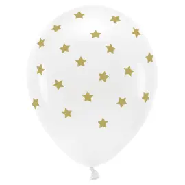 Hvide Balloner med Guldstjerner