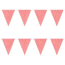 Rød Glitter Flagguirlande