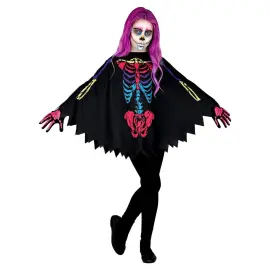 Farverigt Skelet Poncho Børn
