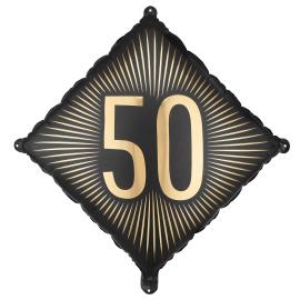 Folieballon 50 Sort/Guld 46 cm