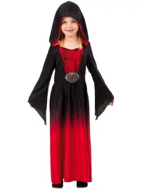 Rød og Sort Halloweenkjole Børnekostume