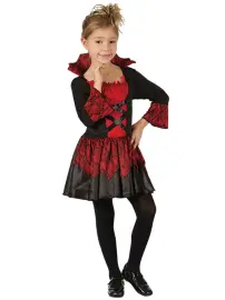 Rød og Sort Vampyrkjole Børnekostume