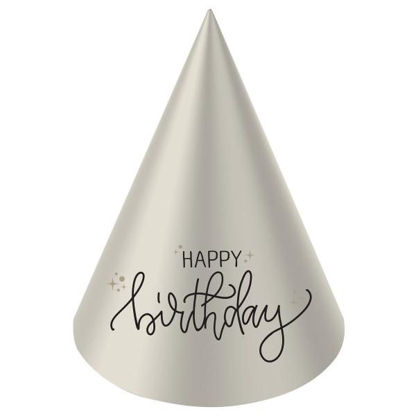 Festhatte Happy Birthday Sort/Cremehvid 6-pak